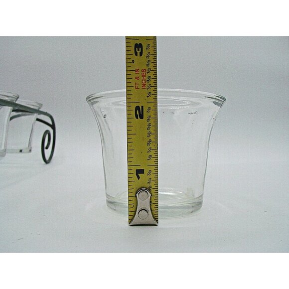 Glass Candle Holder 3 Votive Iron Scroll Mantle Staging Decor Housewarming 11X3" - Picture 11 of 12